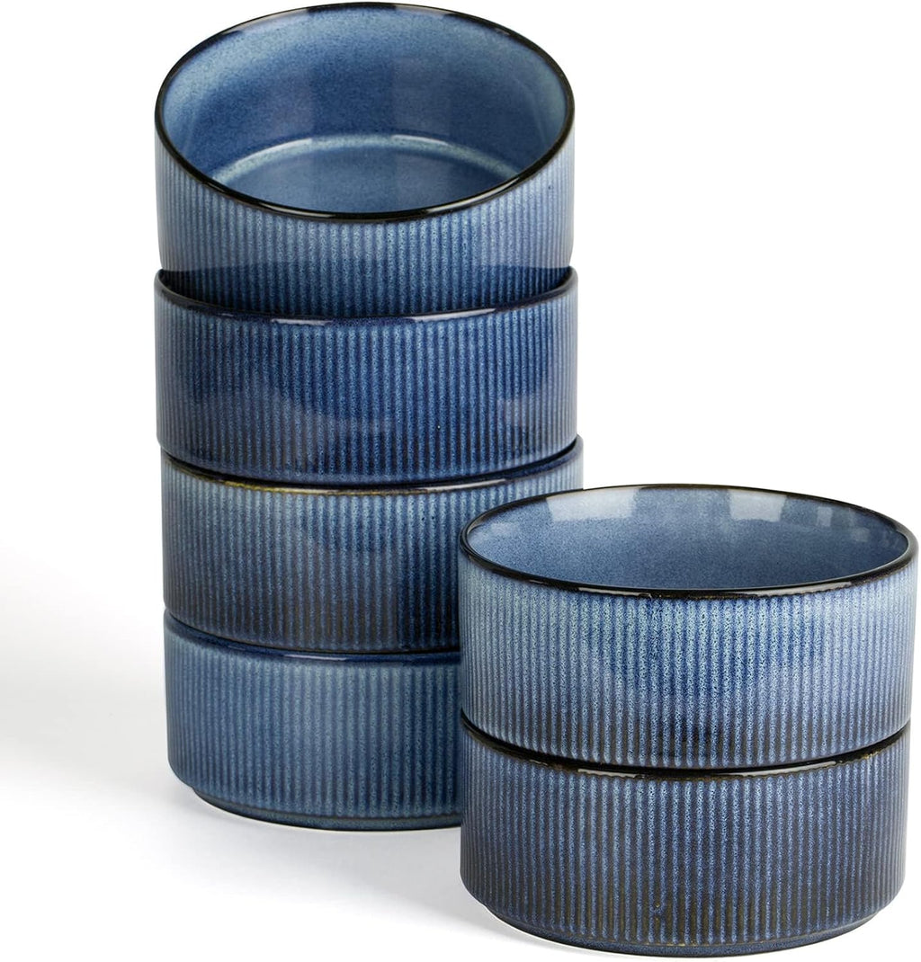 famiware Star Cereal Bowl Set  Soup Bowls Set of 6  Double Reactive Glaze  Stackable  23 oz Deep Bowls Suitable for Cereal  Popcorn  Oatmeal  Dessert - Dishwasher and Microwave Safe  Nebulas Blue